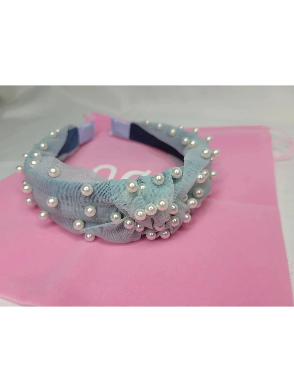 Lot of 3 Faux Pearl Jeweled Headband w/Pouch black pink blue by 8 Other Reasons